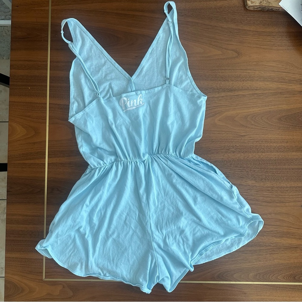 PINK Victoria's Secret Light Blue Romper